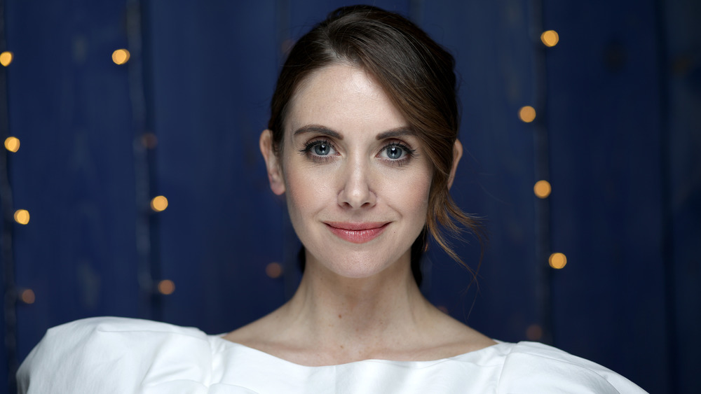 Alison Brie White Dress Posing