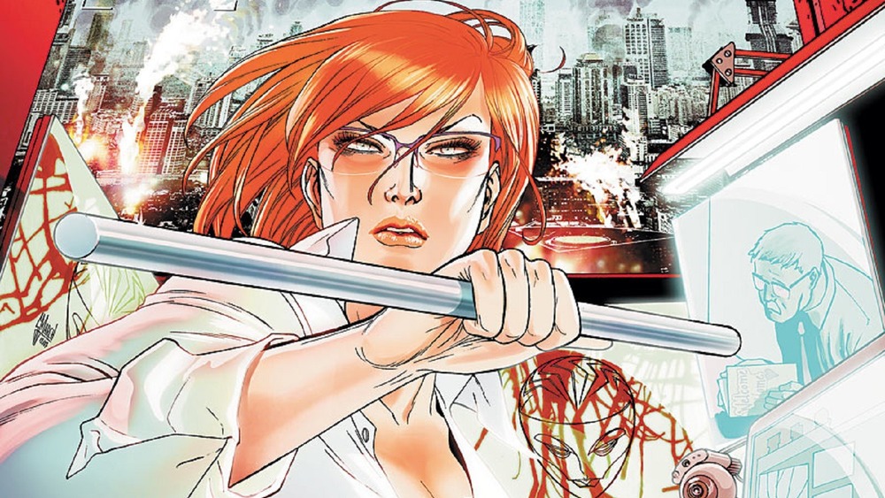 Barbara Gordon holding stick