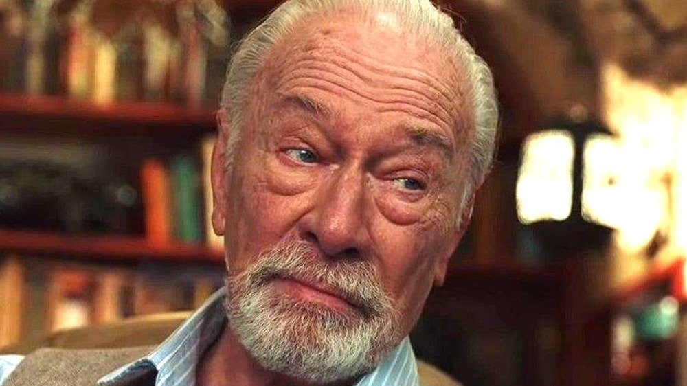 An extreme close-up of Christopher Plummer in Knives Out