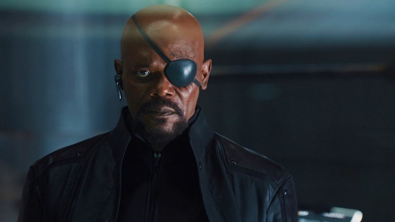 Nick Fury looking straight ahead