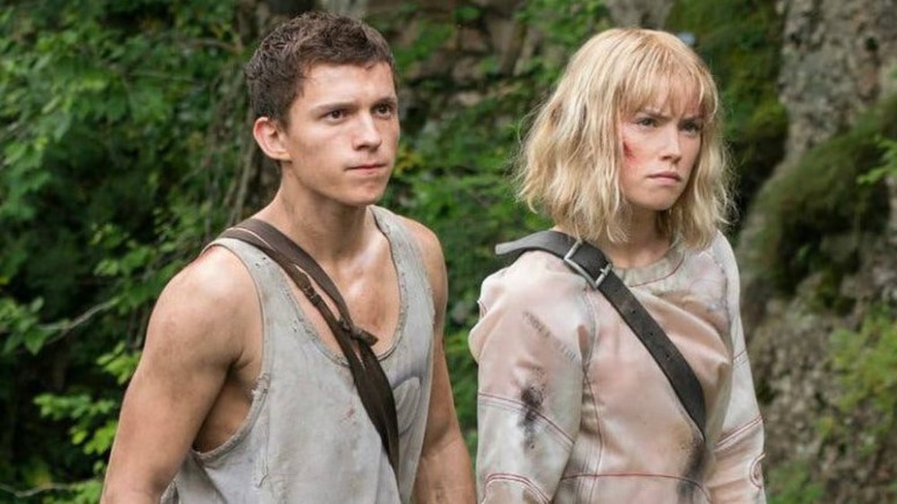 Tom Holland and Daisy Ridley on the set of Chaos Walking