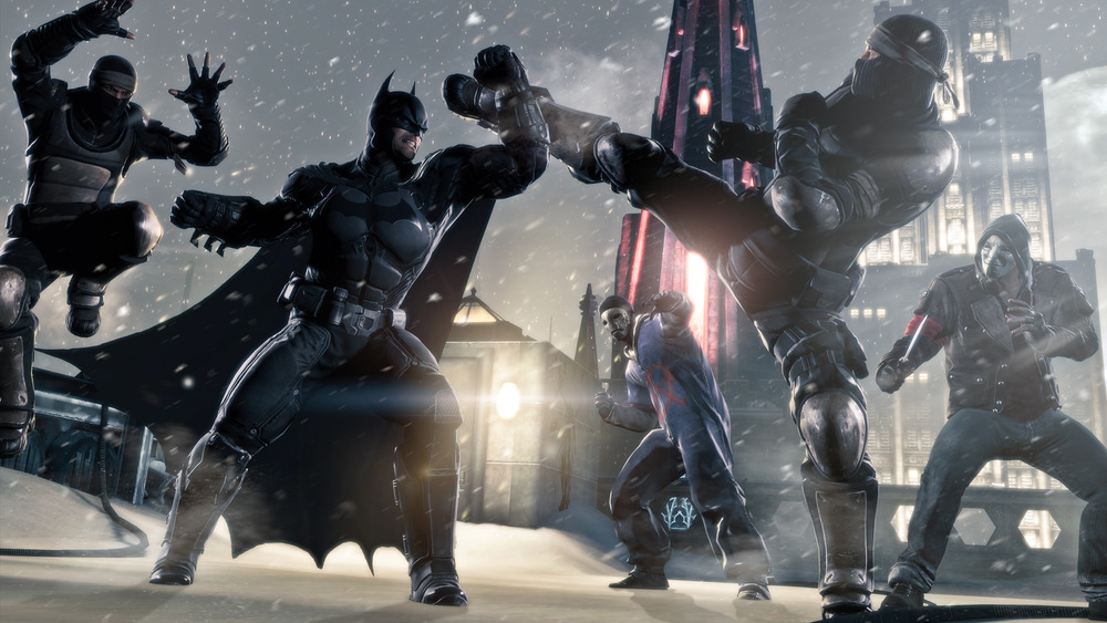 Batman fighting bad guys