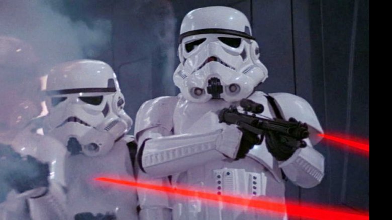 Stormtroopers taking and returning fire.