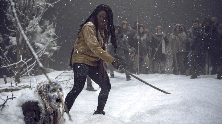 Michonne combatte gli escursionisti nella neve