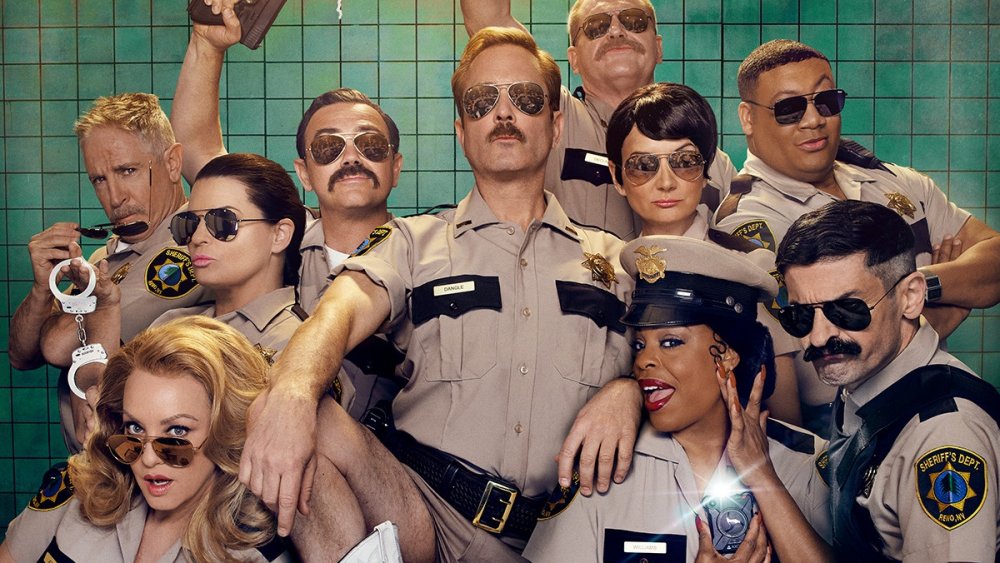 The cast of Reno 911! in a promo for season 7 on Quibi