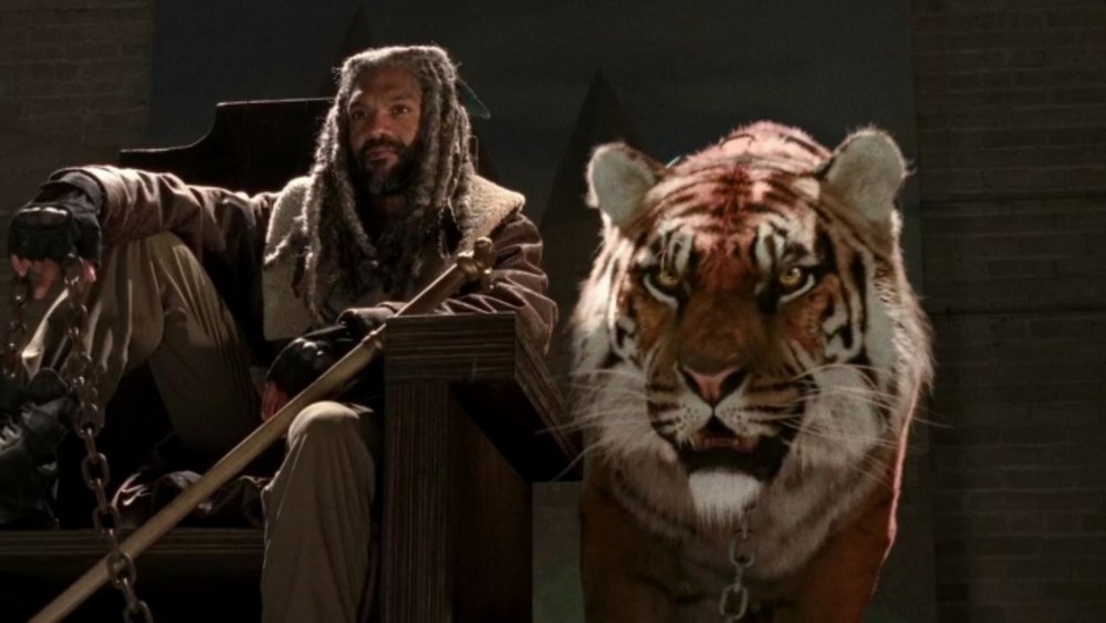 King Ezekiel (Khary Payton) and his beloved pet tiger Shiva on The Walking Dead