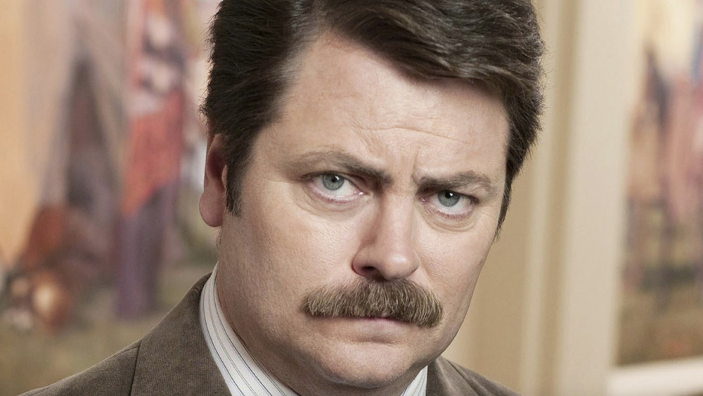 Nick Offerman Ron Swanson brown suit