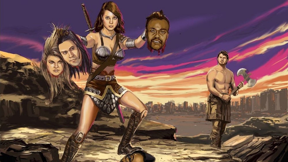 Artwork from Parks and Rec with Aubrey Plaza as Xena: Warrior Princess