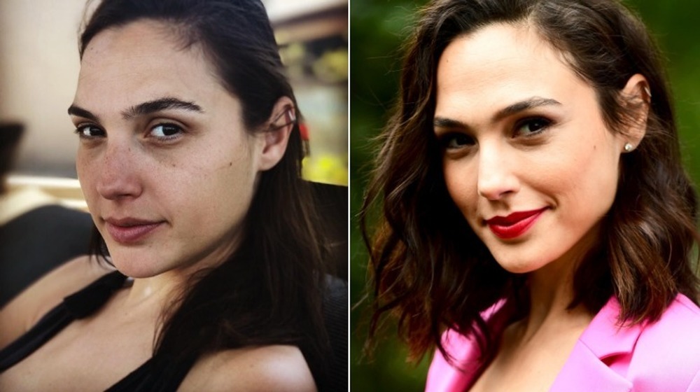 Gal Gadot without and with makeup